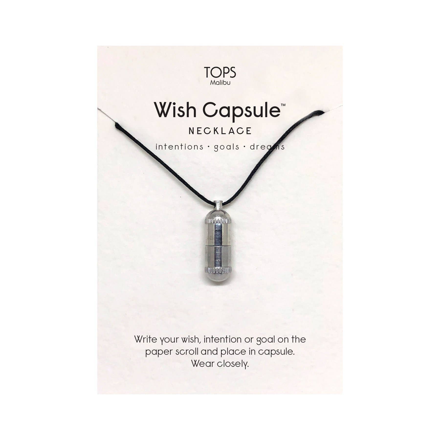 TOPS Malibu – wholesale Hänge-/berlockhalsband – Önskekapselhalsband med 3-pappersrullar - silverkapsel0