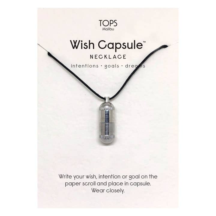 TOPS Malibu – wholesale Hänge-/berlockhalsband – Önskekapselhalsband med 3-pappersrullar - silverkapsel0