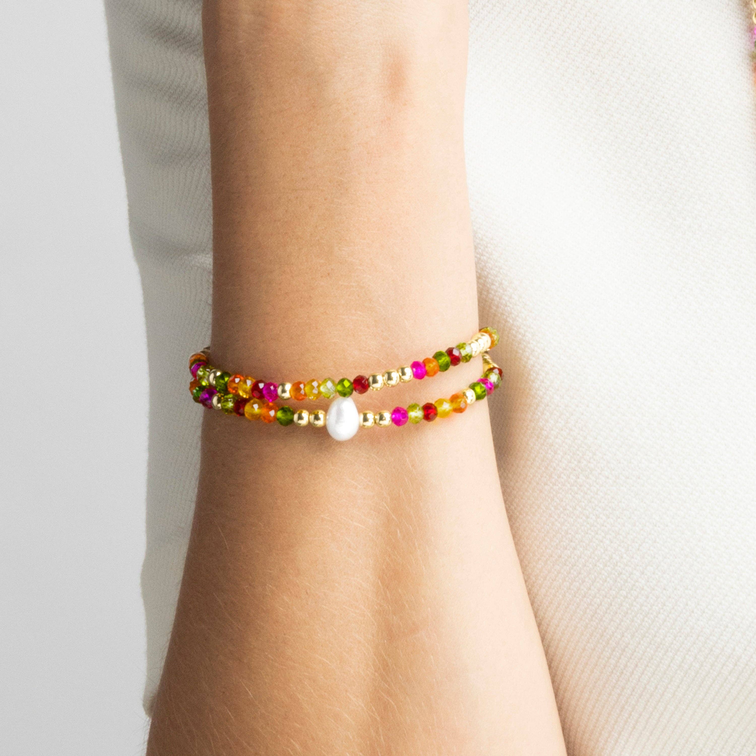 Luxenter - Wholesale Beaded Bracelet - Pulsera con Cristal Rosa acabado oro 18k - Miota3