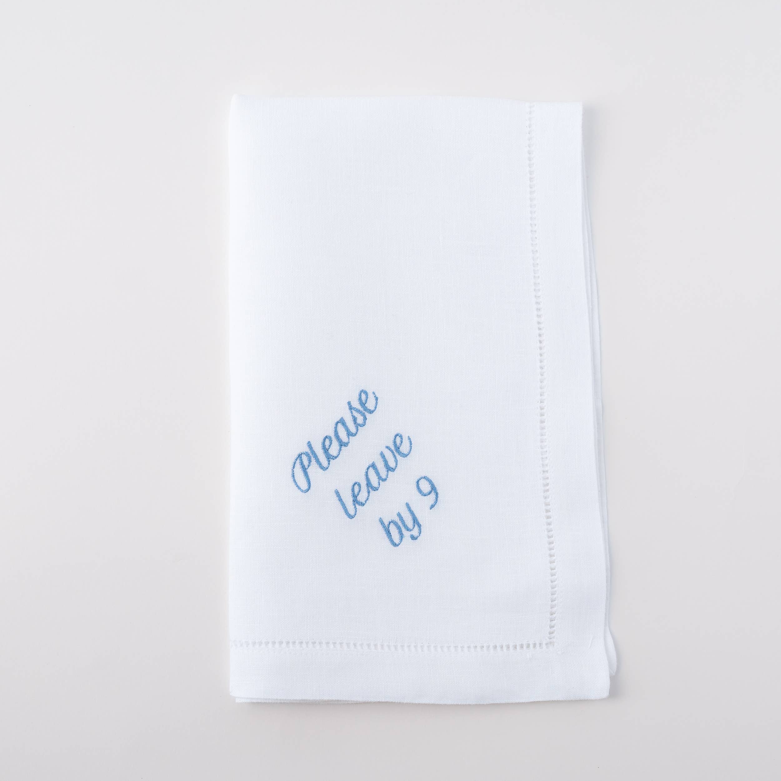 No Reservations – Guardanapo e pano de jantar por atacado – Conjunto de 12 Guardanapos de Jantar de Linho "Please Leave by 9"6