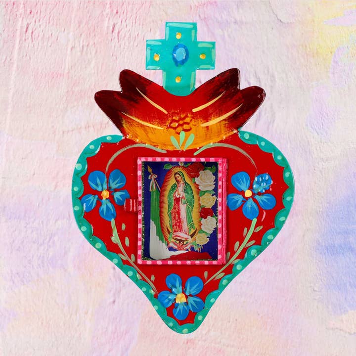 Mexicansk håndlavet votivskab til Jomfru Guadalupe for engroshandel hos PINK PAMPAS