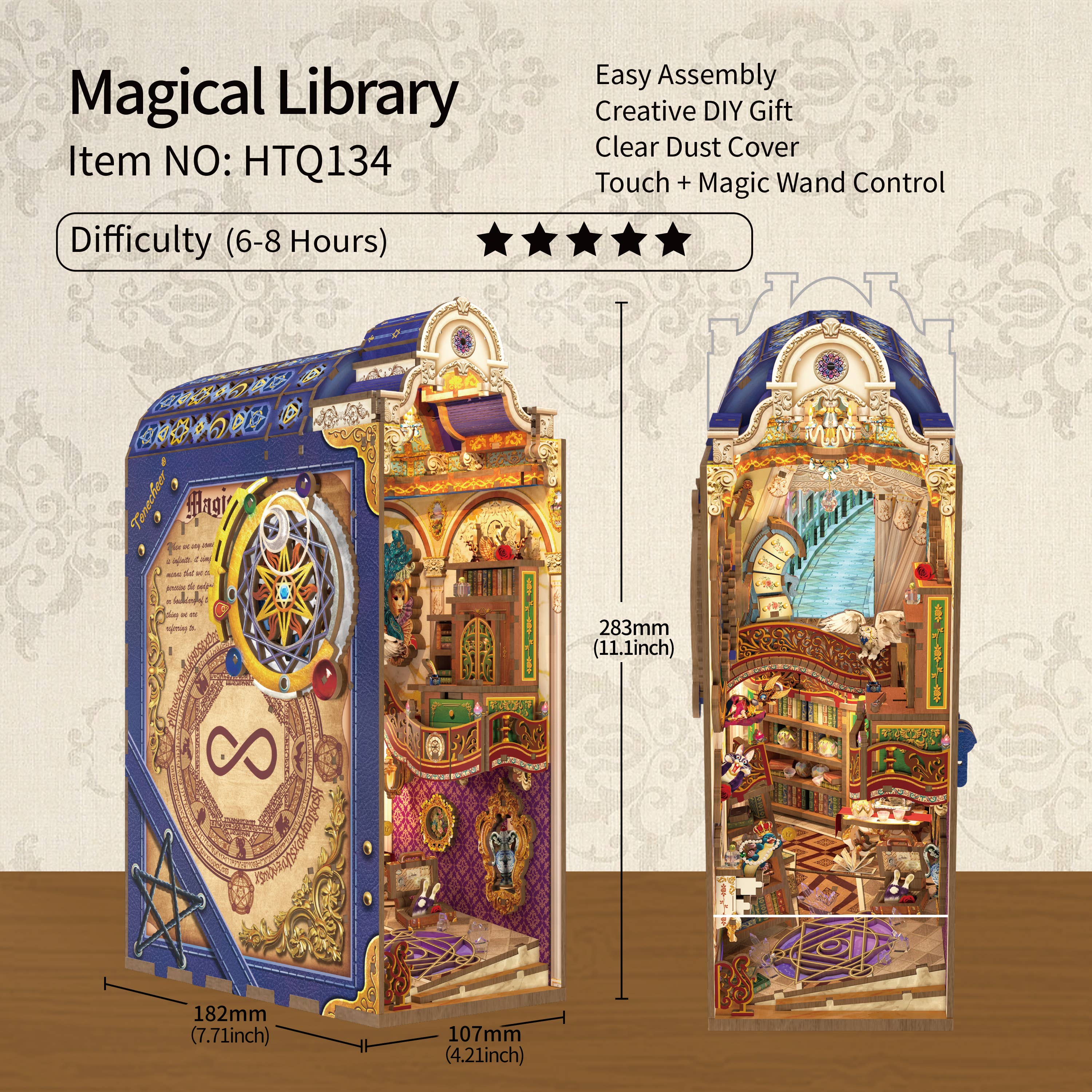 Hands Craft - Wholesale Puzzle - Kids - DIY Book Nook Kit: Magical Library w/ Dust Cover 3