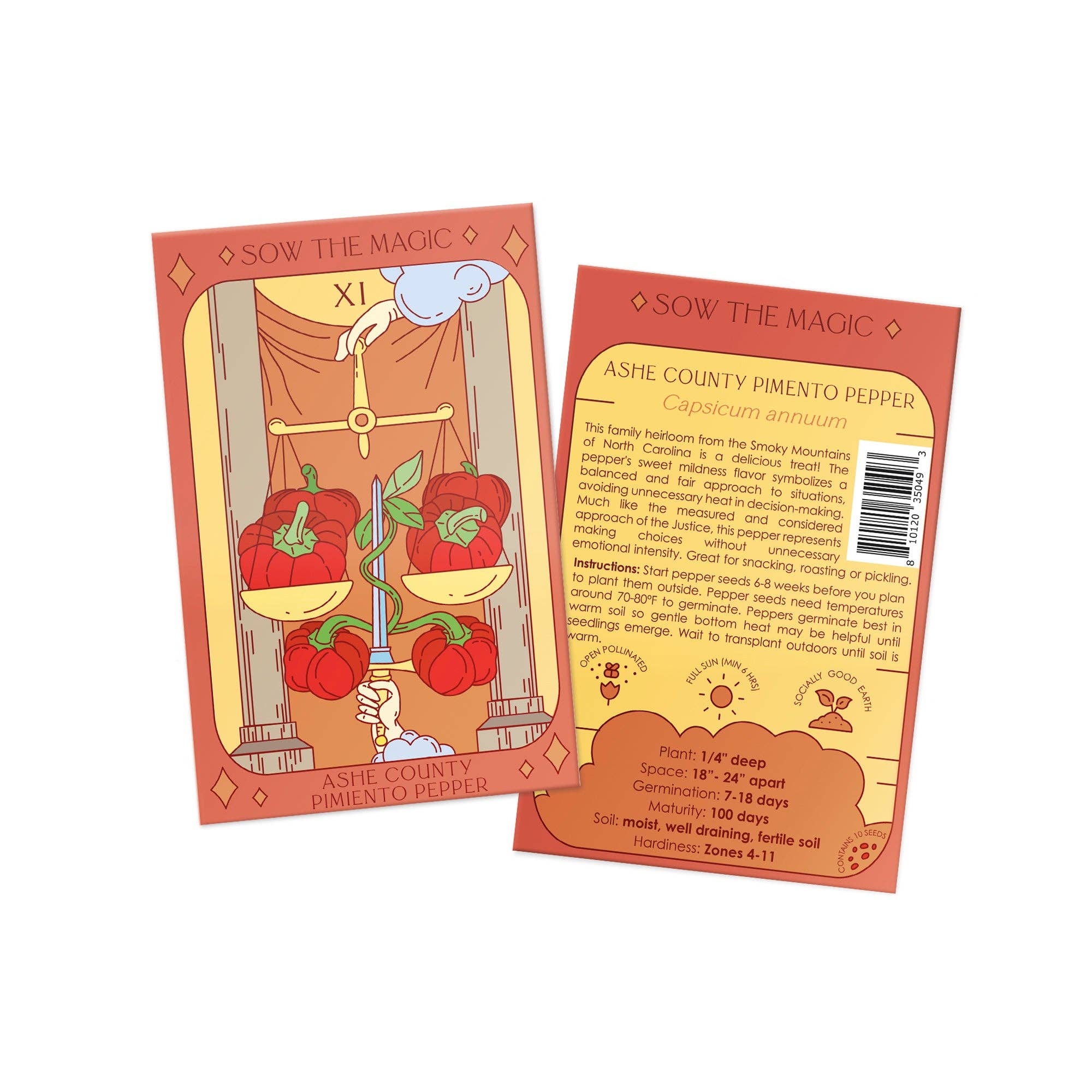 Sow the Magic - Wholesale Plant Seeds - Ashe County Pimento Sweet Pepper Tarot Seed Packet4