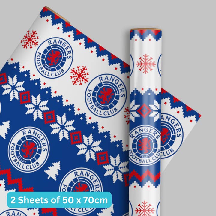 Glasgow Rangers FC Christmas 2 Sheets & 2 Tags Gift Wrap for wholesale by Danilo Promotions Ltd