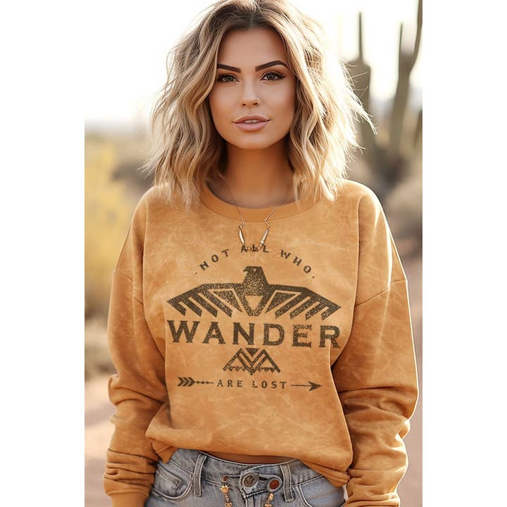 HRTandLUV - Wholesale Sweatshirt - Women's - NOT ALL WHO WANDER MINERAL GRAPHIC SWEATWHIRTS5
