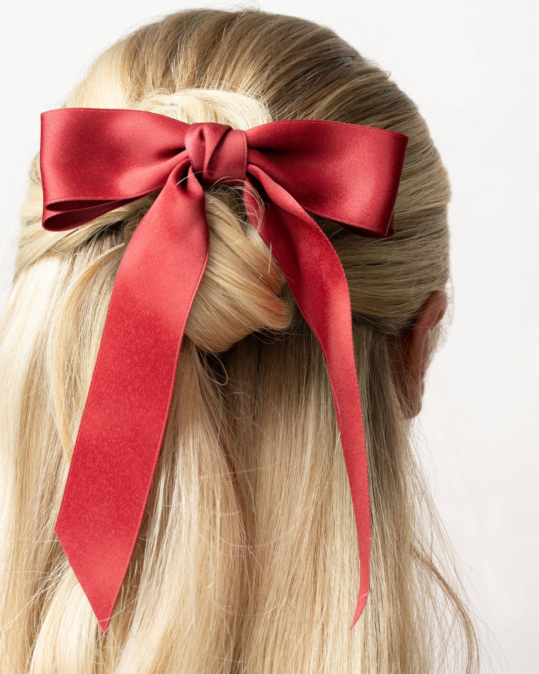Soinvogue - Wholesale Hair Bow - Women's - Brushworks Satin Hair Bow Duo – Red & Black5