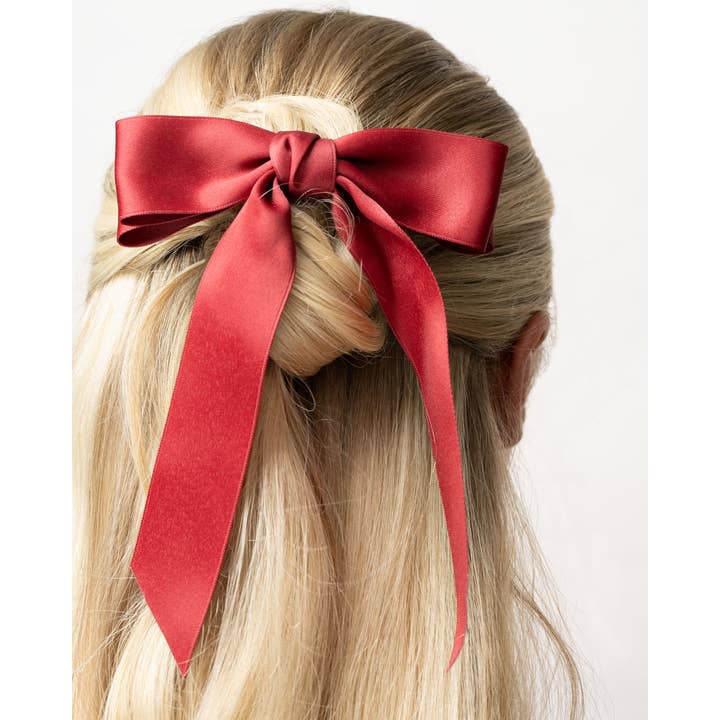 Soinvogue - Wholesale Hair Bow - Women's - Brushworks Satin Hair Bow Duo – Red & Black5