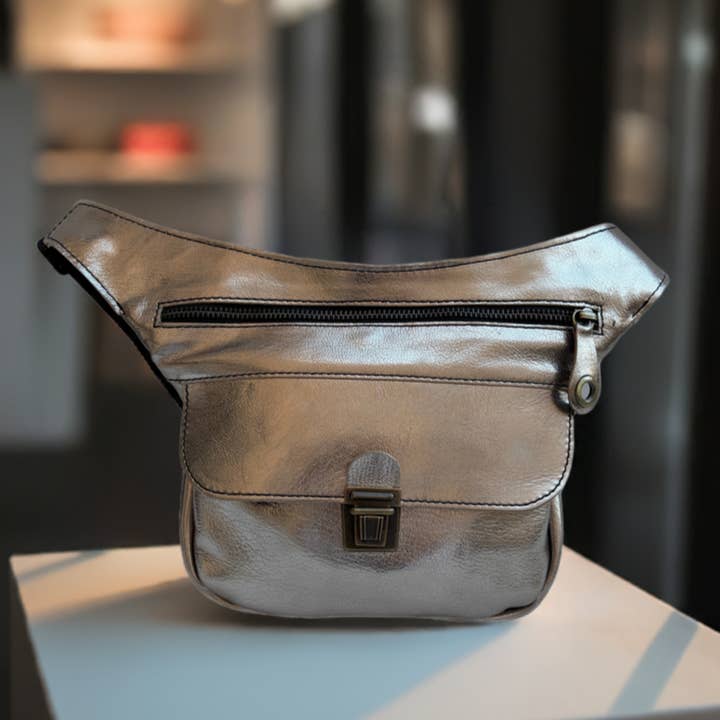 Marsupio Mini "Special Dorata Metallizzata" · Pelle Naturale · Cuoio · Pezzo Esclusivo N. 16854 per la vendita all'ingrosso da parte di CAOMKA