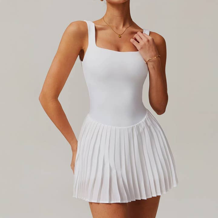 Robe plissée avec soutien-gorge intégré et short Logo personnalisé pour la vente par Vespr