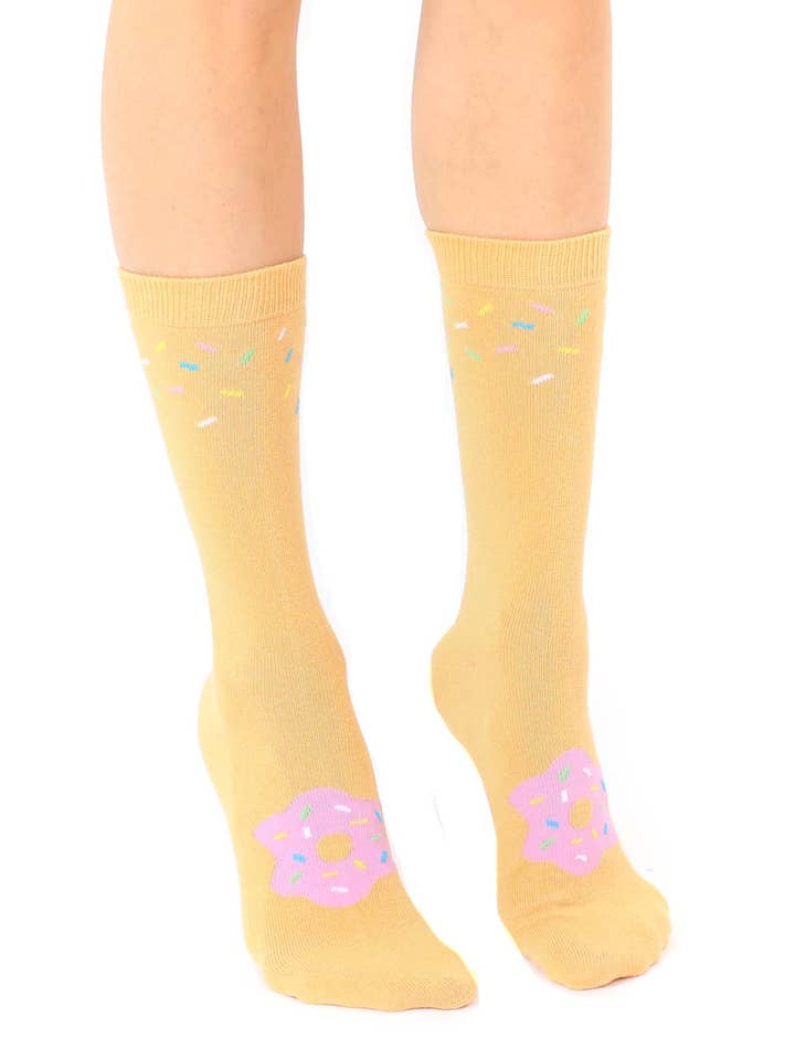 Living Royal - Wholesale Socks - Unisex - 3D Packaged Crew Socks - Donut w/ Sprinkles - Orange
