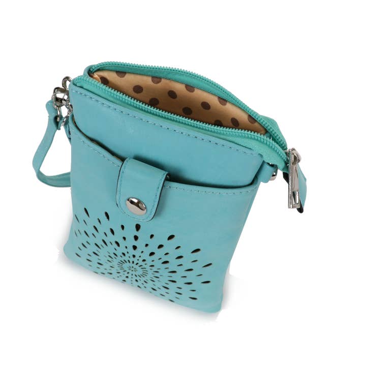 22 Tote - Wholesale Crossbody Bag - Women's - Laser Starburst Cell Phone Crossbody Wristlet