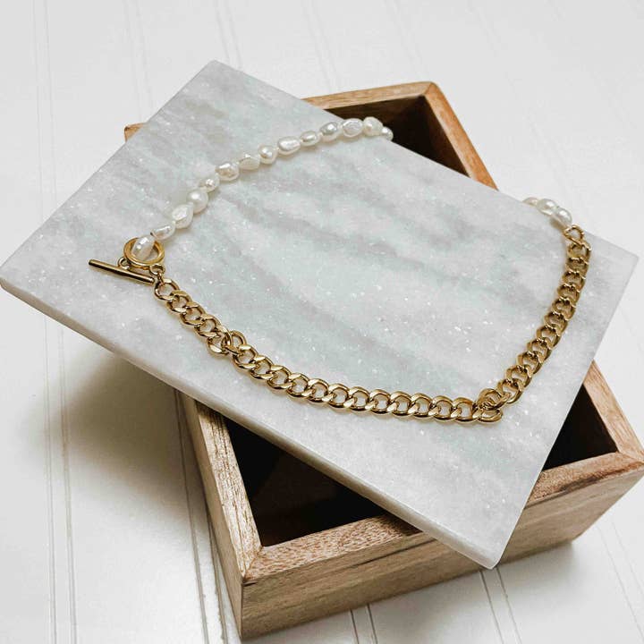 Pretty Simple - Wholesale Link & Chain Necklace - Pearled Chain Necklace *Waterproof