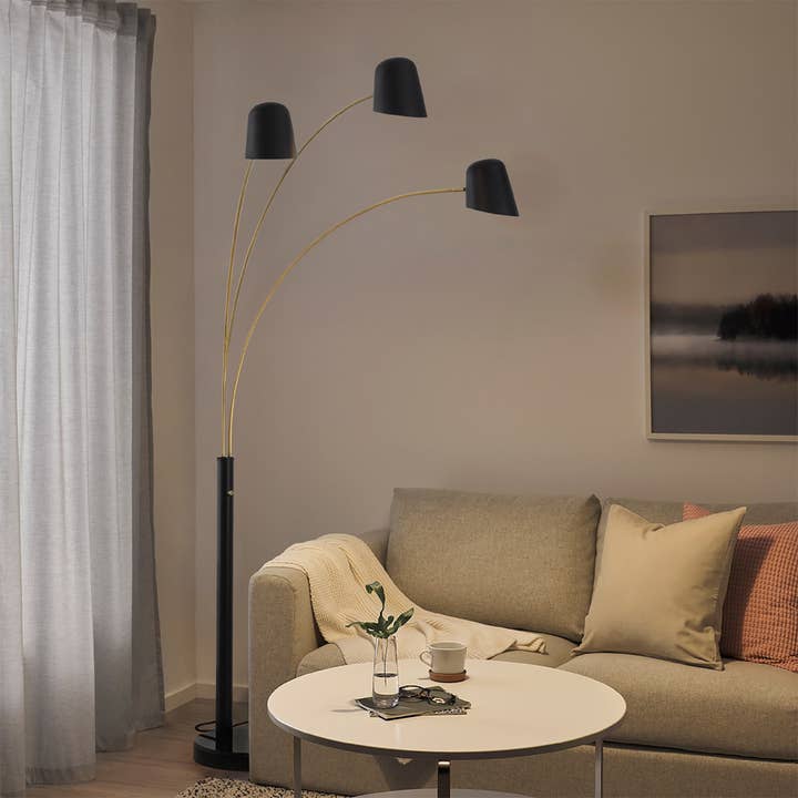 Arc Floor Lamp Matte Black 90" Culver 3-Light Dimmer for wholesale by Nova of California