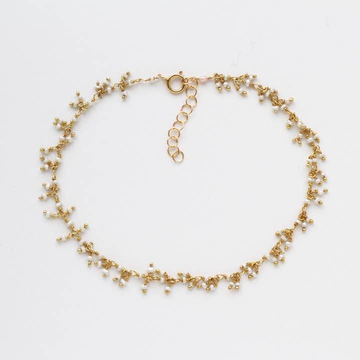 Sofia Ramsay - Vendita all'ingrosso Cavigliere - Cavigliera in oro e perle d'acqua dolce con mini riso Shaky