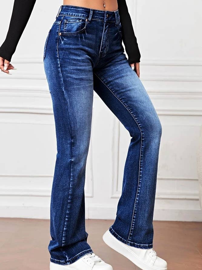 UNISHE - Wholesale Jeans - Women's - High Waist Distressed Flare Jeans ZK9922