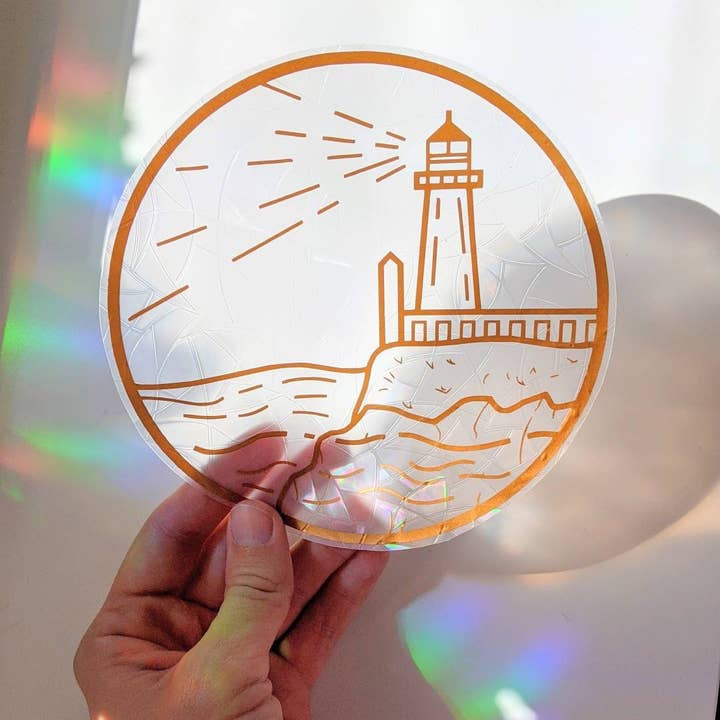 Prismatic Kitty - Wholesale Suncatcher - Lighthouse Suncatcher Sticker | Rainbow Making Decal | Gift for nature lovers | East Coast Scenery | Maritime Decor | Ocean lovers gift