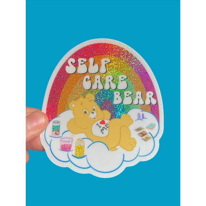 Astral Weekend - Wholesale Sticker - Self Care Bear Glitter STICKER 3 Inch