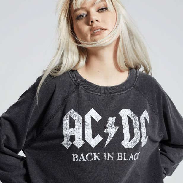 302389 - 730 Acdc Back In Black Sweatshirt for wholesale by Recycled Karma