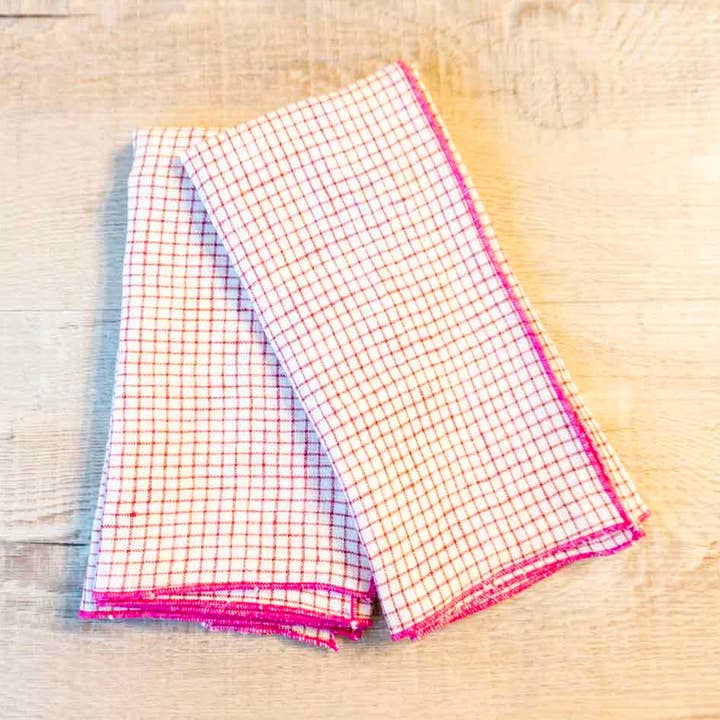 100% Linen Check Print Cloth Napkins - Set of 2 for wholesale by West Coast Handmade