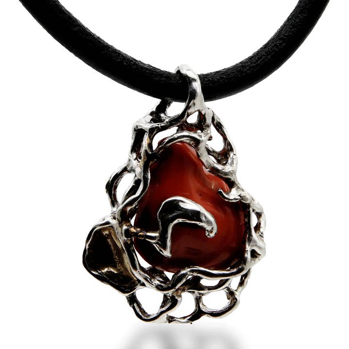 Hanger in zilver en koraal (CR016) voor wholesale door Mandile Gioielli