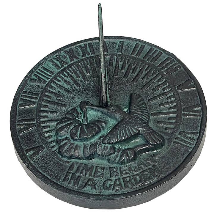 Rome Garden - Wholesale Outdoor Ornament/Decor - Rome Cast Iron Hummingbird Sundial, 7 1/4" dia, #2532