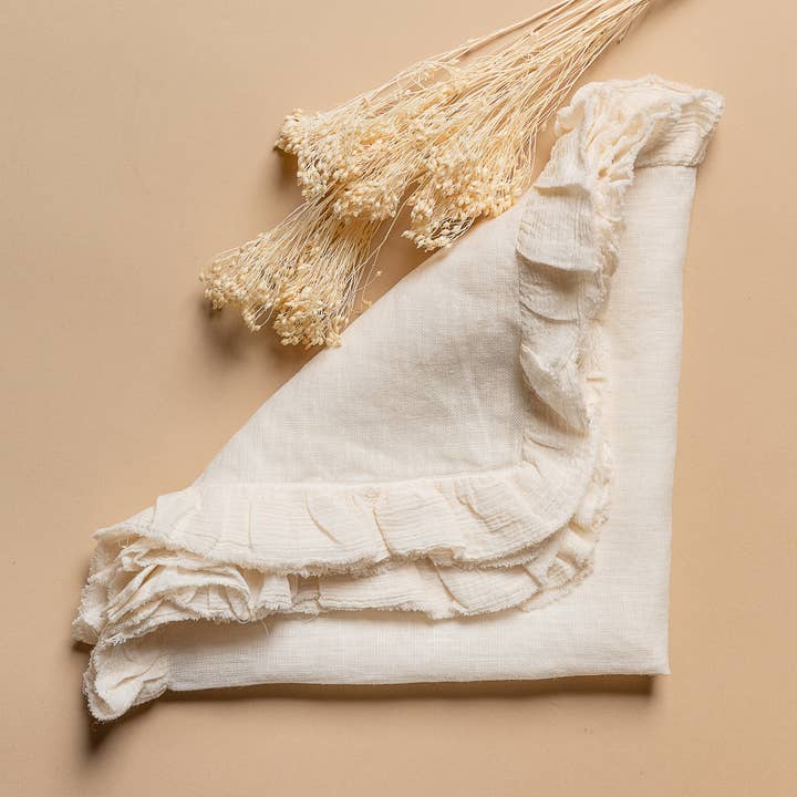 OPIFICIO DEI SOGNI by David Home srl - Wholesale Dinner & Cloth Napkin - MIGNON, napkin with ruffles, made in Italy, 100% linen 1