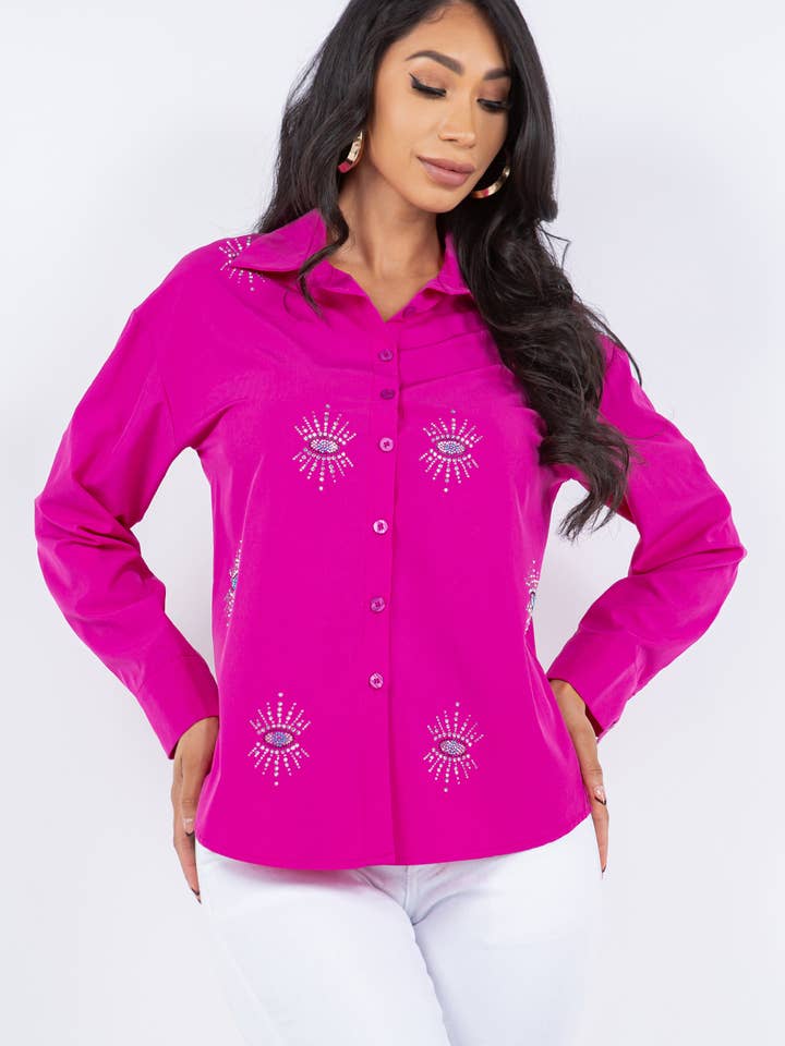 Women's Rhinestone Shirt for wholesale by Fashion Space