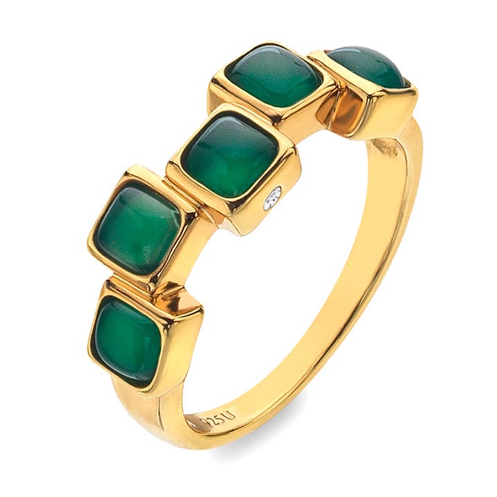 HDXGEM firkantet trinring - grøn agat for engroshandel hos Hot Diamonds