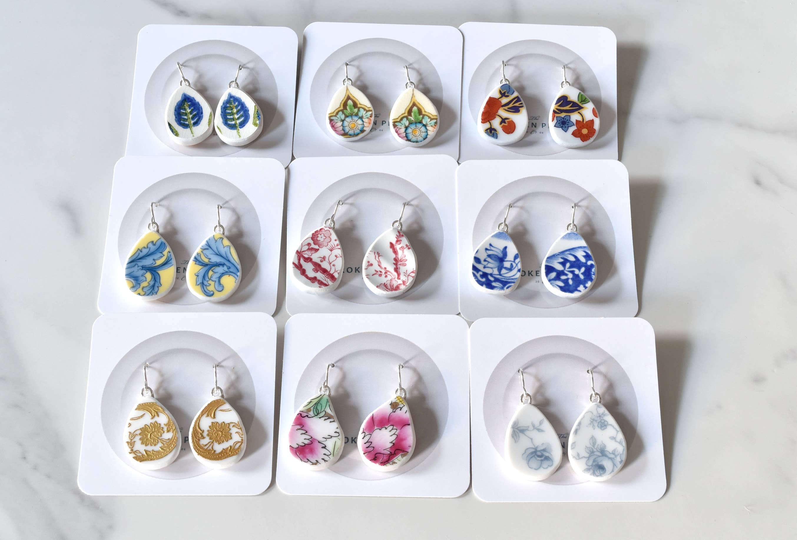 The Broken Plate Pendant Co - Wholesale Dangle Earrings - Broken Plate Dangle Earring - Teardrop Shape1