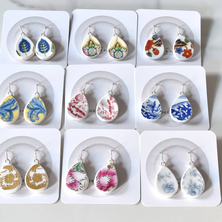 The Broken Plate Pendant Co - Wholesale Dangle Earrings - Broken Plate Dangle Earring - Teardrop Shape1