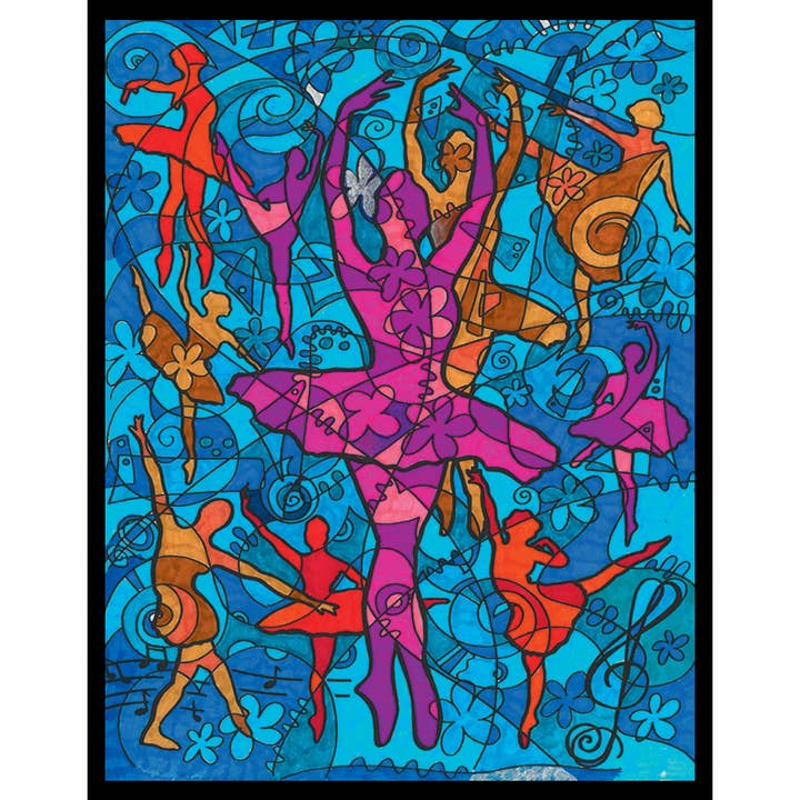 Ballerina tekening in fluweel om in te kleuren 100% made in Italy voor wholesale door Colorvelvet