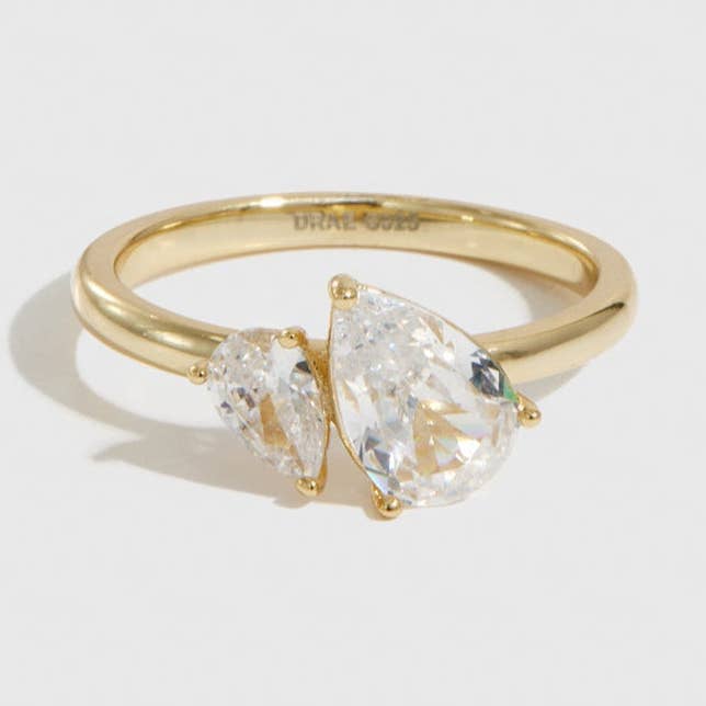 Doppelter Tropfenschliff-CZ-Ring für den Großhandel von DRAE COLLECTION