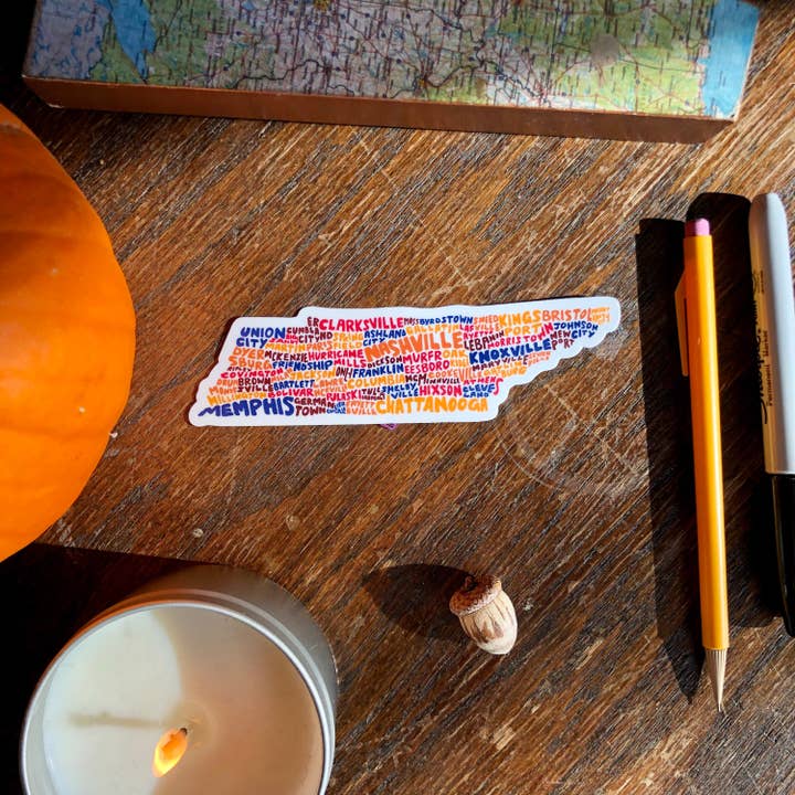 Wander On Words - Wholesale Sticker - Kaartsticker met handletters Tennessee Towns1