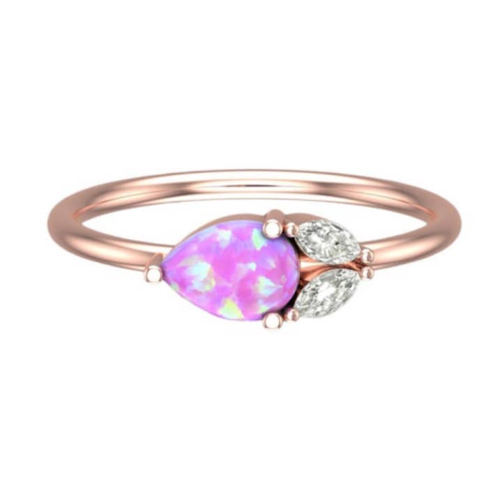 Roségoldener Rosa-Opal-Blatt-Ring für den Großhandel von La Kaiser