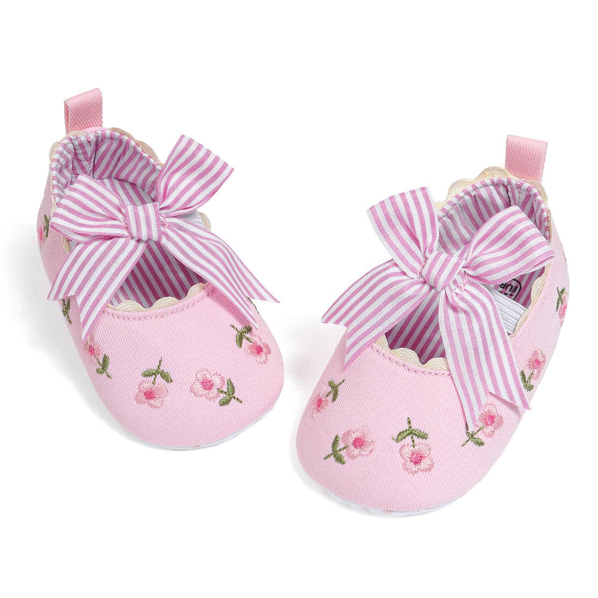 Kids Charm Online - Wholesale Crib Shoes - Baby - Embroidered girls baby shoes with front bow.7
