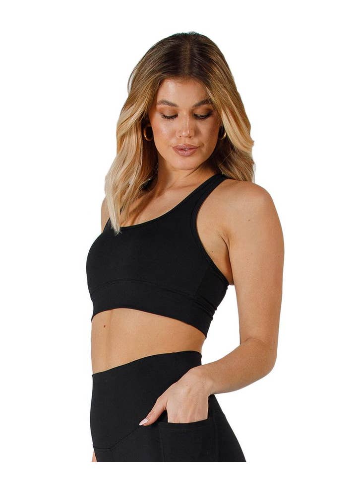 Active Basics - Wholesale Athletic top – Women′s - Racer Crop Onyx2