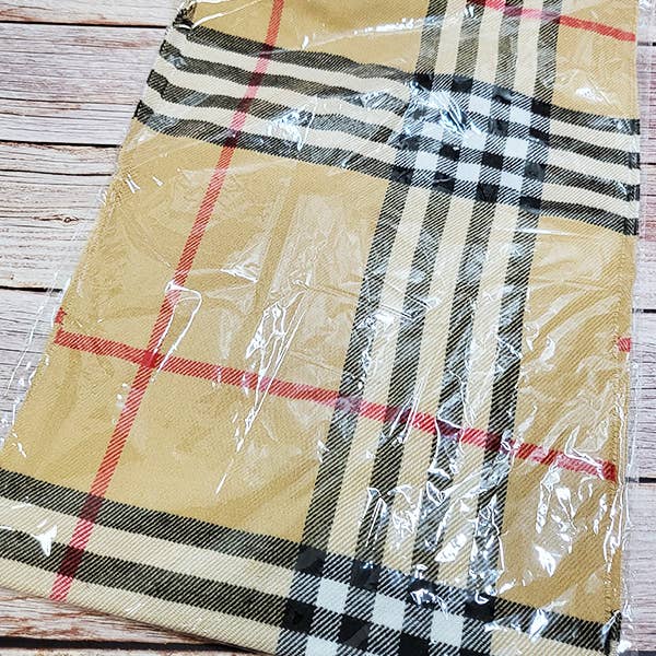 TAN Plaid Fashion Scarf for wholesale on Faire2