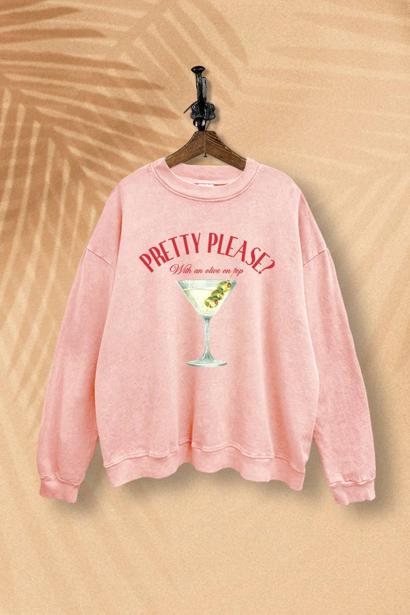 VINTAGE POINT USA – wholesale Sweatshirt med tryck - Dam – MARTINI "PRETTY PLEASE" GRAFISK MINERALTÄVTTAD SWEATSHIRT6