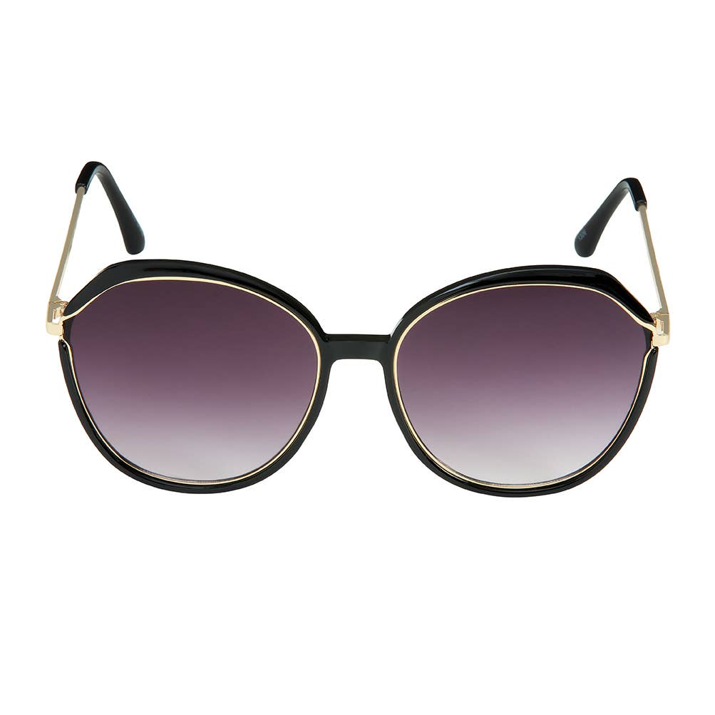 Blue Gem Sunglasses Inc - Wholesale Sunglasses - Women's - 1306 NEW Jade - Round Metal Inlay Women's Sunglasses 1