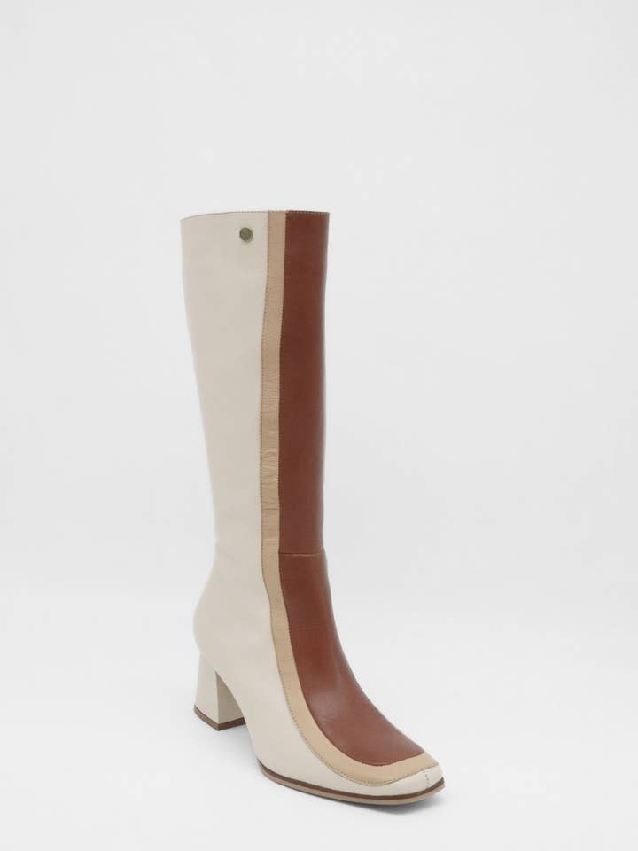 Revival knee high boots ivory leather women's shoes for wholesale on Faire20