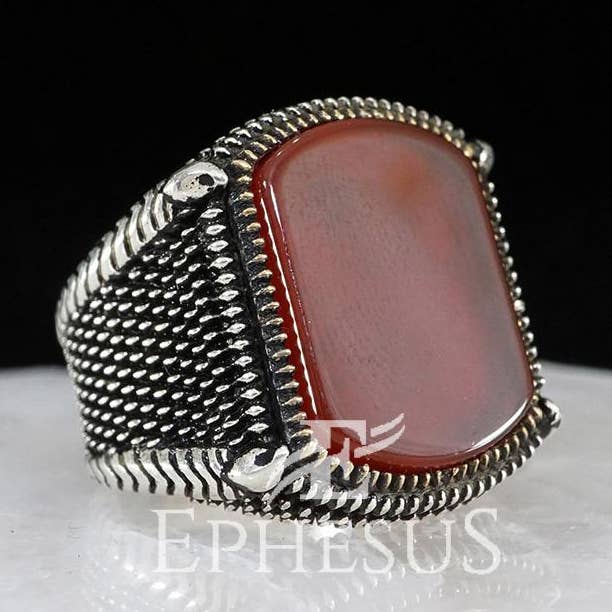 Agate Ring for Men Sterling Silver for wholesale by Ephesus Jewelry