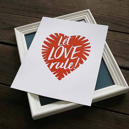 Stampa artistica «Let Love Rule», 8 x 10 cm per la vendita all'ingrosso da parte di Sky of Blue Cards