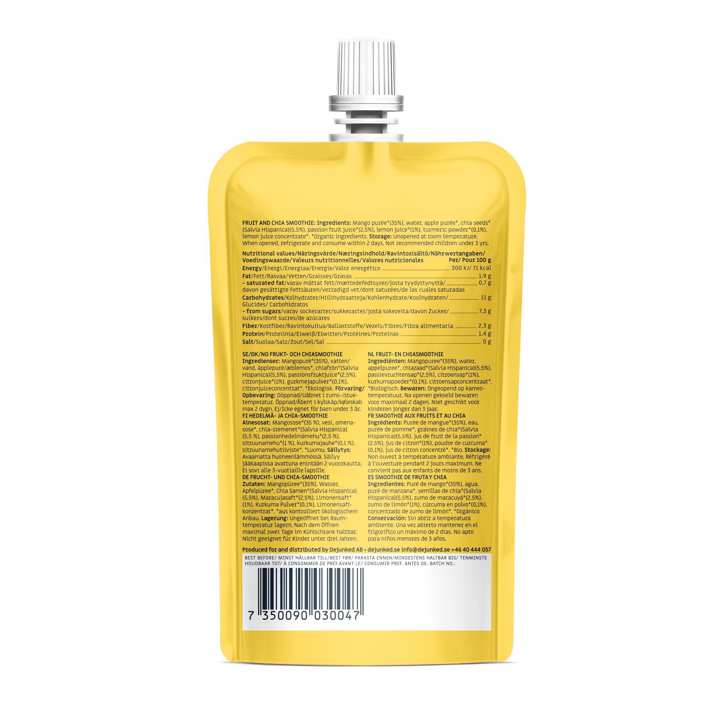 Dejunked Snacks - Wholesale Powdered Health Drink - Dejunked Chia Smoothie BIO - Yellow1