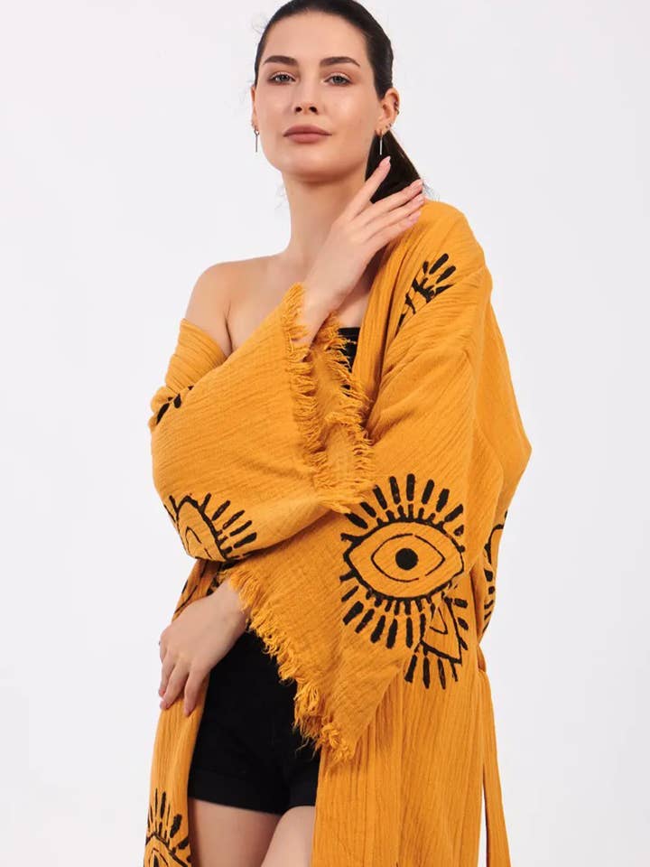 Umays Boho – wholesale Kimono - Dam – Evil Eye Kimono, Evil Eye Kaftan, Ekologisk bomullskimono