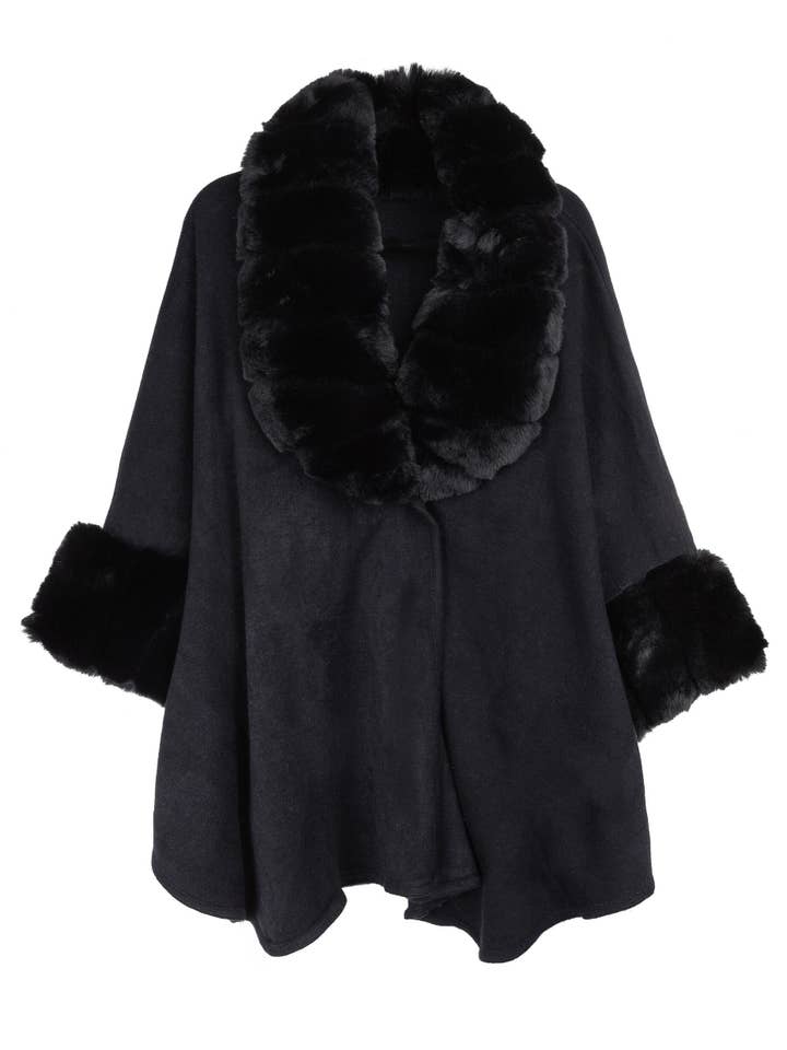 SAACHI - Wholesale Kimono - Women's - Faux Fur Holiday Party Kimono