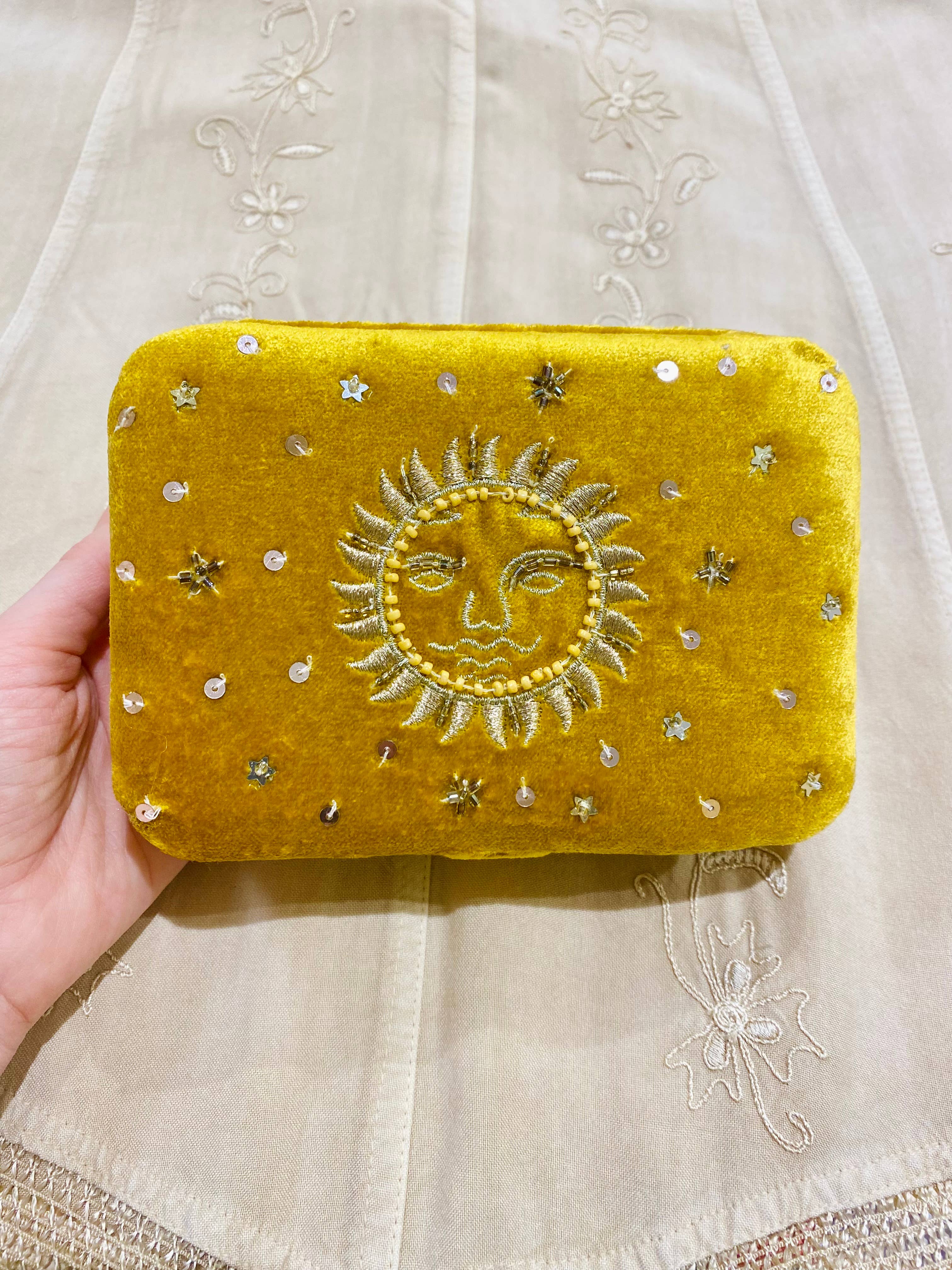 Temple of Treasure - Wholesale Jewelry Box/Organizer - Sun Velvet Tarot Jewelry Box yellow beads7