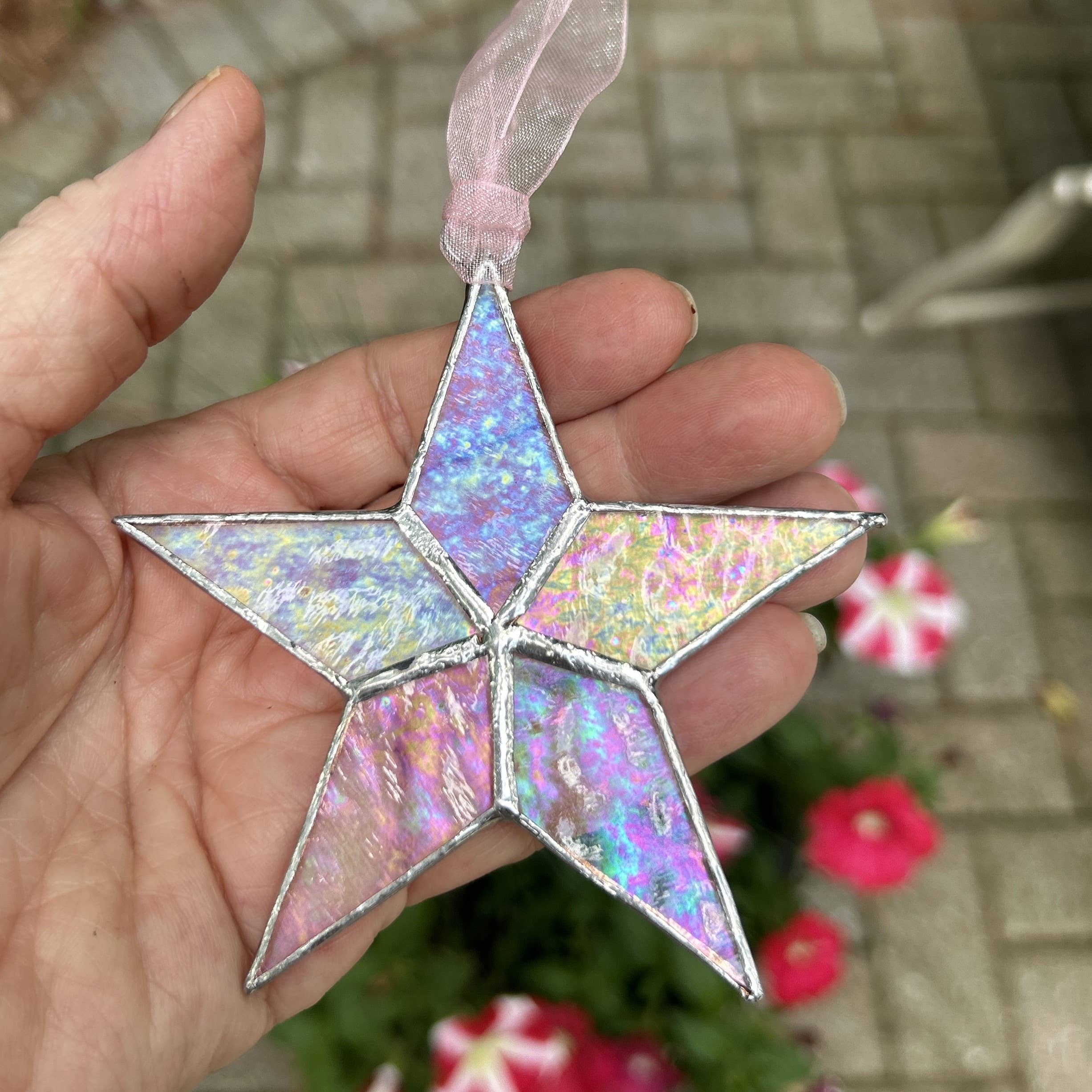 The Grandparent Gift Co. Inc. - Wholesale Ornament - Kids & Baby - Little Star: Baby Girl Handmade Stained Glass Star 77202