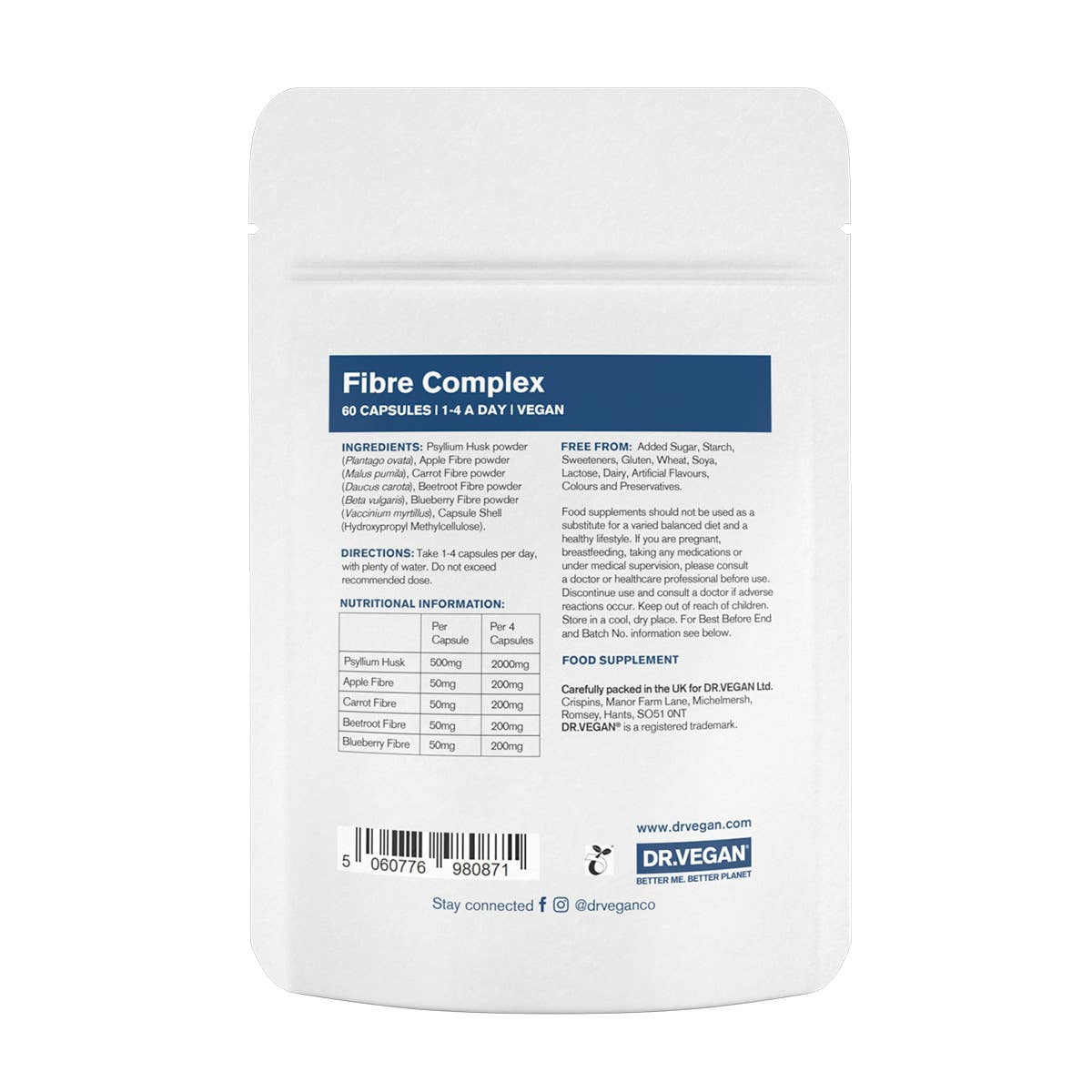 DR.VEGAN – wholesale Oral supplement/vitamin – Fibre Complex | 60 Capsules | Digestion Support1