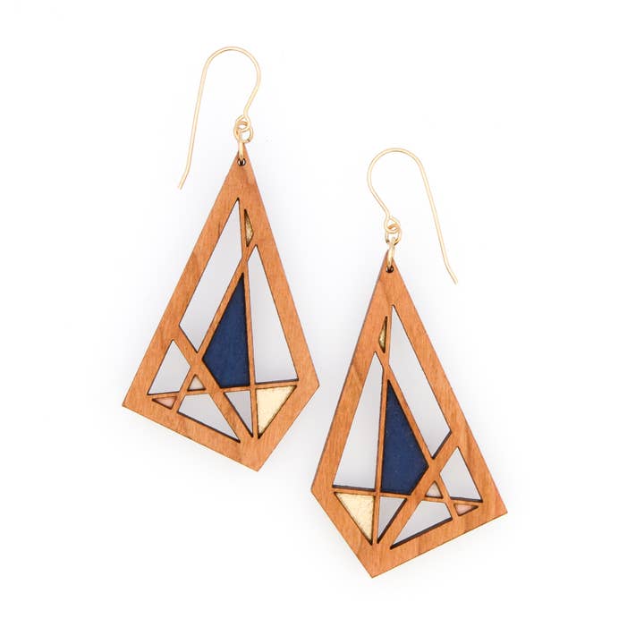 Bird of Virtue - Wholesale Dangle Earrings - Abstract Diamond Earrings · Geometric Lightweight Wood4