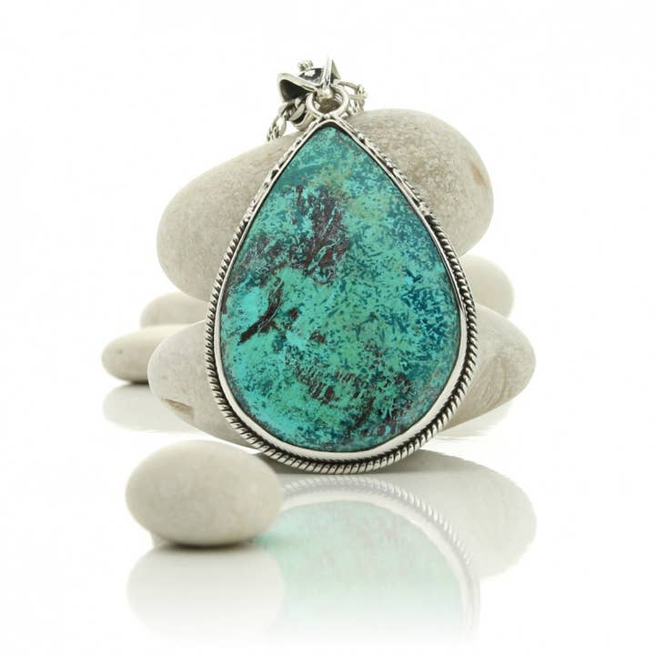 UniArt - Wholesale Individual Charm/Pendant - Silver and azurite - vintage drop pendant14